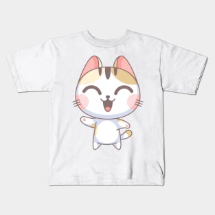 He cute cat waving his hand while laughing Kids T-Shirt